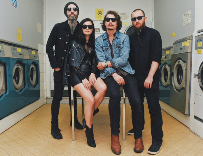 Al-Qasar Photo by Philippe Martin. The band inside a laundromat.