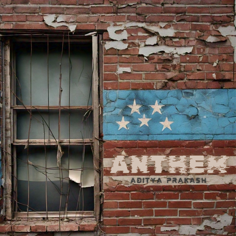 Aditya Prakash - Anthem cover artwork. A run-down street with a brick wall and a window in poor state.