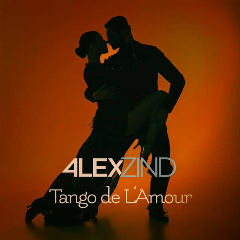 Alex Zind Tango de L’Amour cover artwork. The silhouettes of a couple (man and woman) dancing tango.