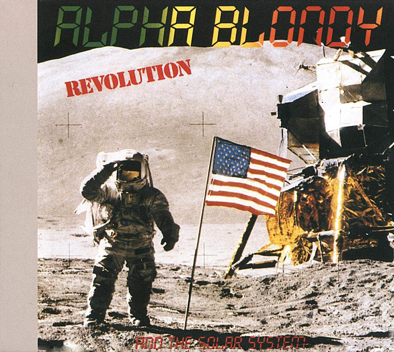 Alpha Blondy - Revolution cover artwork. A photo of the landing on the moon with an astronaut and the American flag.