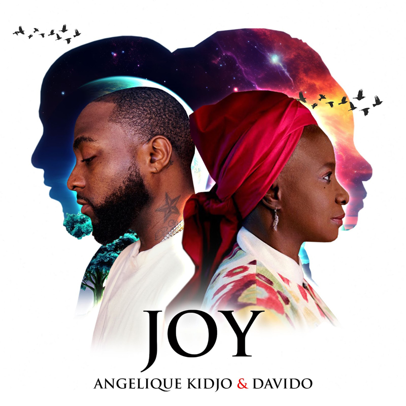 Angélique Kidjo and Davido’s 'Joy cover artwork. Photos of the two artists.