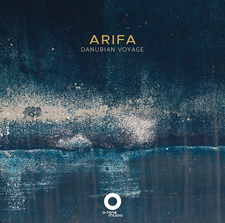 Arifa - Danubian Voyage. Cover artwork. Blue color design showing the river.