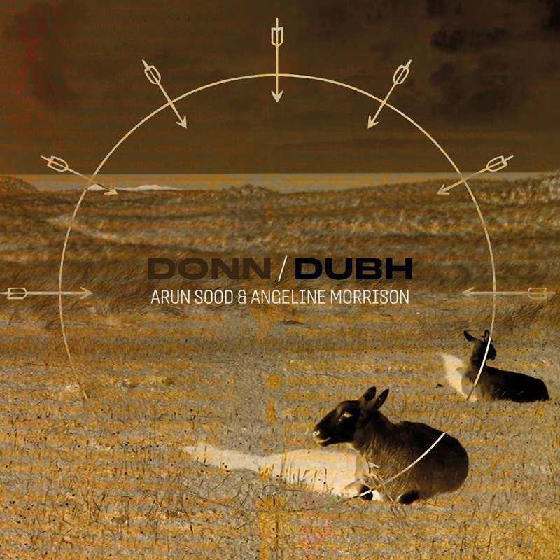 Arun Sood & Angeline Morrison - A Rìbhinn a Bheil Cuimhn' Agad cover artwork. An image of sheep resting on the ground and a circle with arrows.