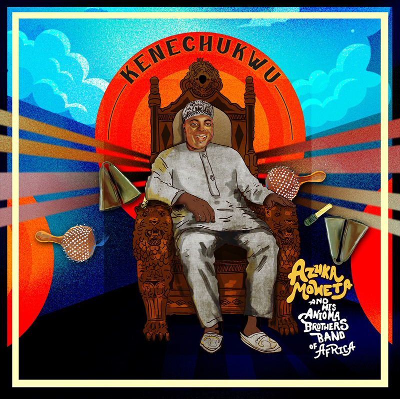 Azuka Moweta - Kenechukwu cover artwork. An illustration of Azuka sitting on a large regal chair.