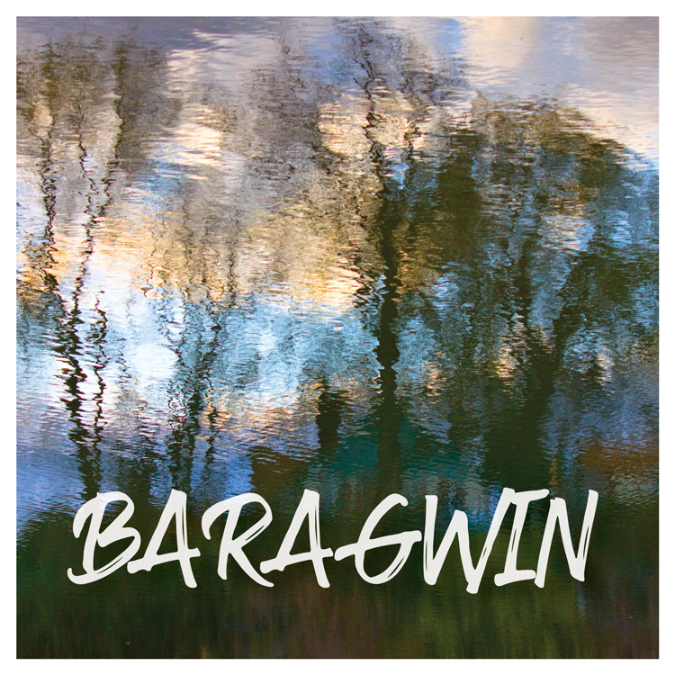 Baragwin - Baragwin. Album artwork. A reflection of trees on a river.