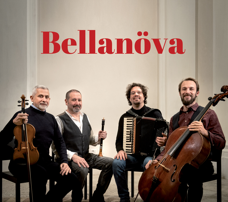 Bellanöva - Bellanöva cover artwork. A photo of the four musicians, seated, holding their musical instruments.