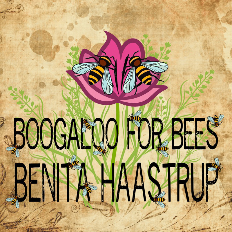 Benita Haastrup - Boogaloo For Bees single cover. A pink flower with two bees on it.