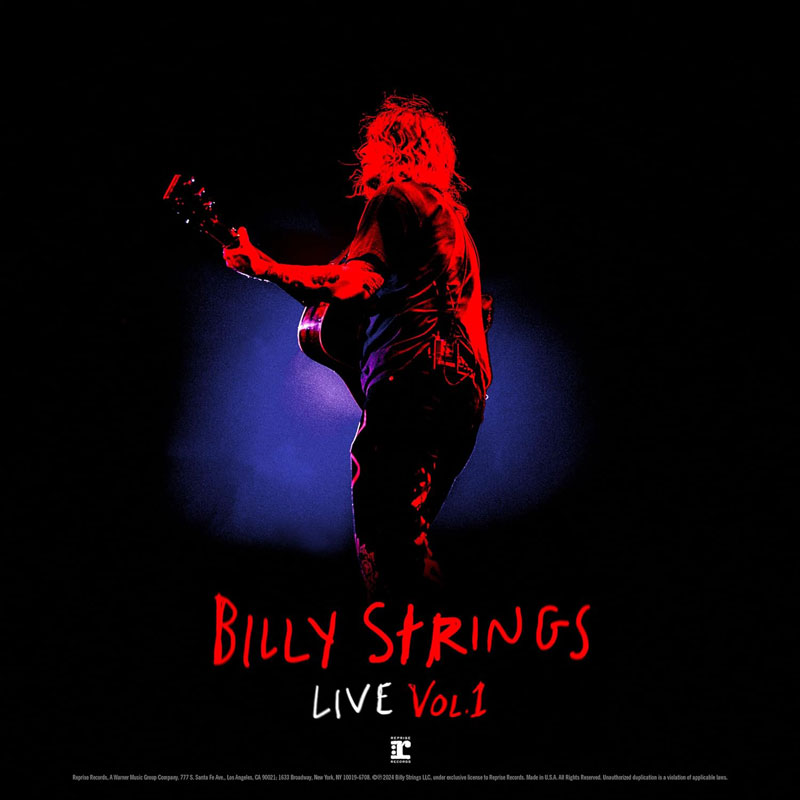 Billy Strings live vol 1 cover artwork. A photo of Strings playing live.