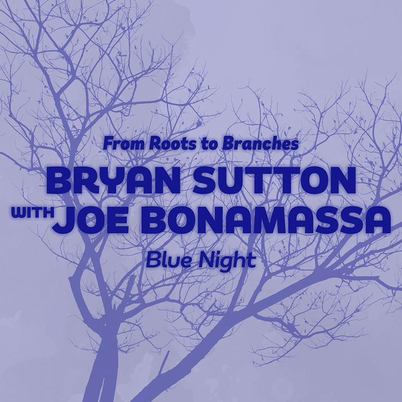 Bryan Sutton Blue Night cover artwork. A blue cover with an image of a leafless tree.