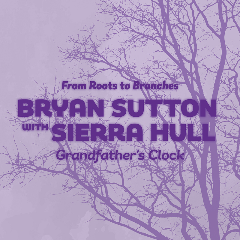 Bryan Sutton - Grandfather’s Clock cover artwork. A light violet cover with a photo of a leafless tree.