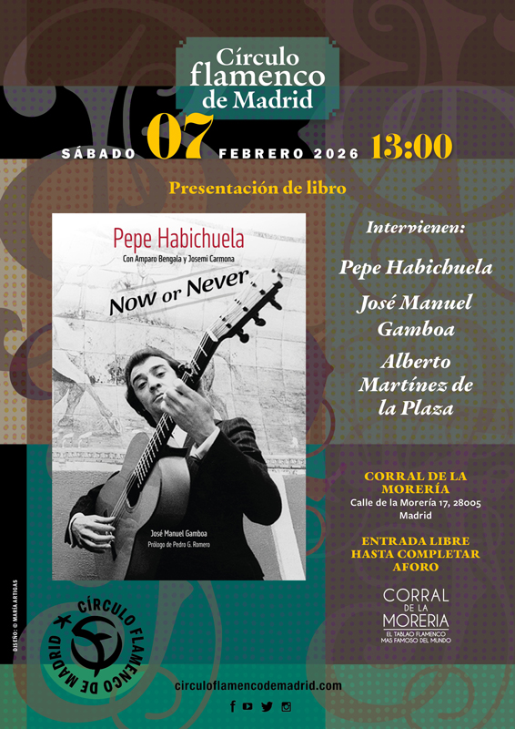Pepe Habichuela: Now or Never event poster. a photo of Pepe Habichuela.