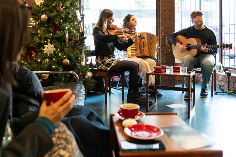 Celtic Connections PopUp Fell Line performing live at coffee shop