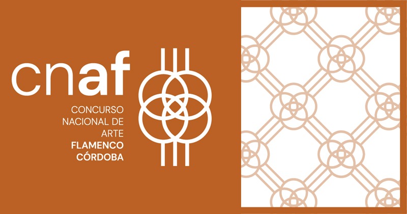 Concurso Nacional de Arte Flamenco banner. Light brown color.