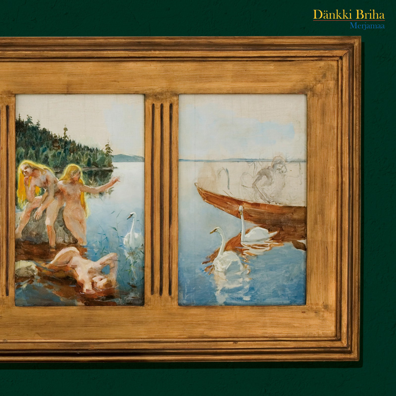 Dänkki Briha - Merjamaa cover artwork. a vintage painting of three women by a shore next to some swans.