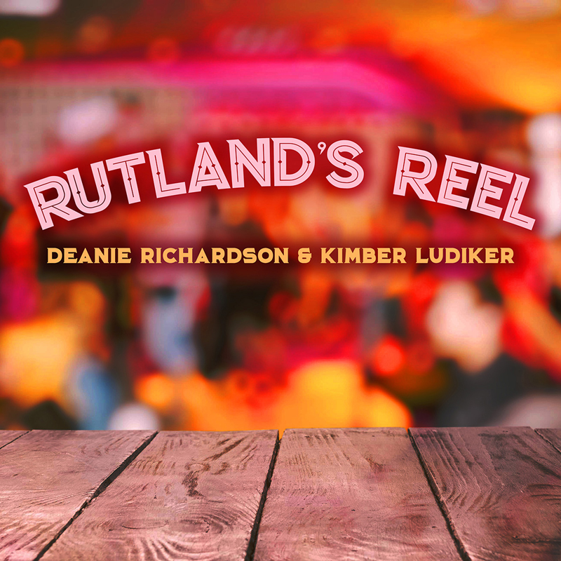 Deanie Richardson & Kimber Ludiker Rutlands Reel cover artwork. A wooden deck and an out of focus reddish background.