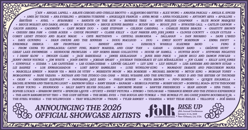 Folk Alliance International (FAI) 2026 lineup poster