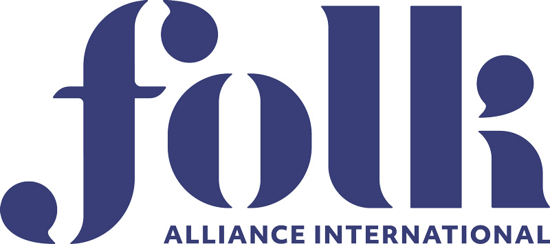 Folk Alliance International logo, navy blue colored.