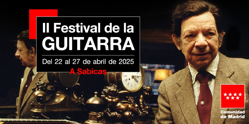 Flamenco Guitar Festival of the Community of Madrid banner. Features a photo of Sabicas.