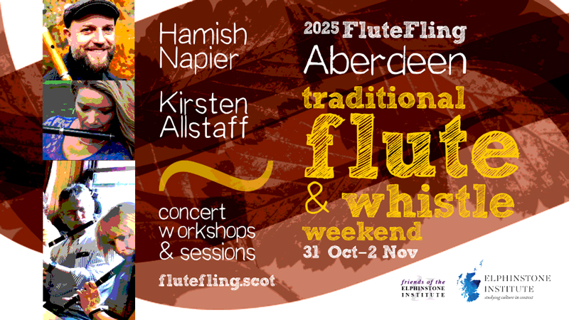 FluteFling 2025 poster. Photos of the two musicians.