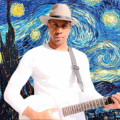 François Marius - Rasta Dance (Starry Night). Cover artwork. The musician playing guitar with the background of a painting.