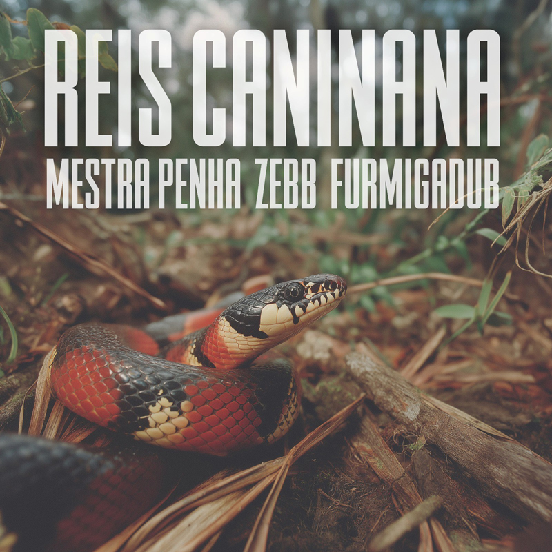 FurmigaDub, ZEBB, and Mestra Penha - “Reis Caninana” cover artwork. A photo of a colorful snake.