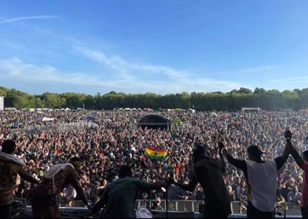 Ghanaian group Santrofi at the end of their set at Oyé 2022 in Sefton Park Photo Santrofi