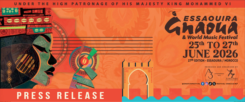 Gnaoua Festival 2026 orange banner