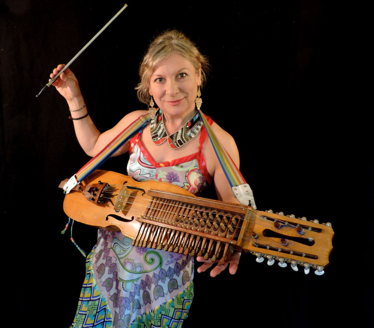 Griselda Sanderson playing nyckelharpa