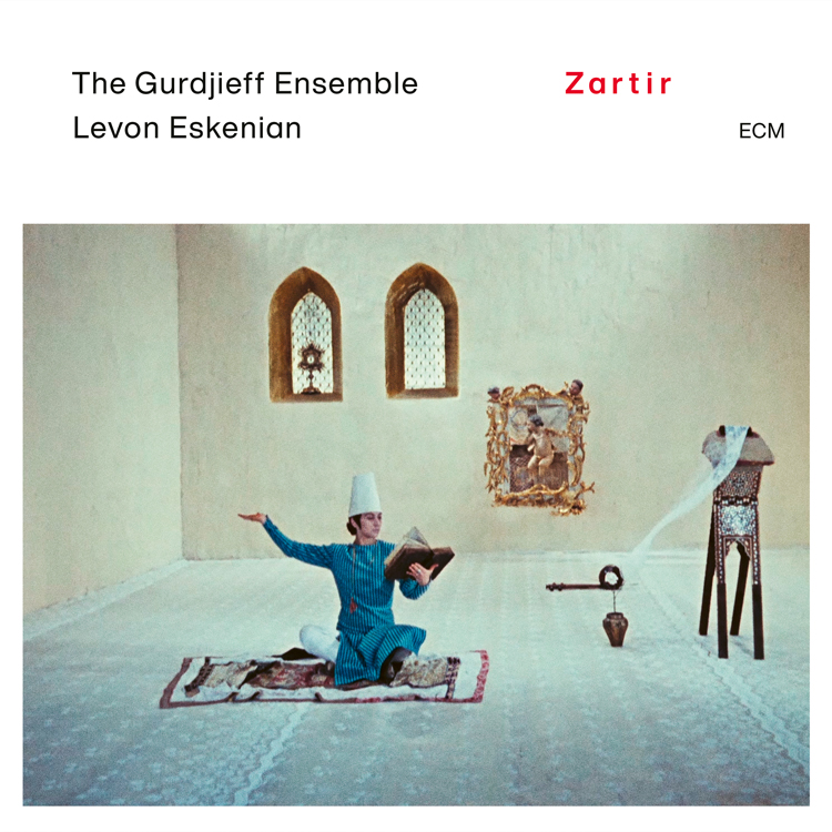 Gurdjieff Ensemble - Zartir cover artwork. It shows a musician in a sitting posiiton on a carpet.