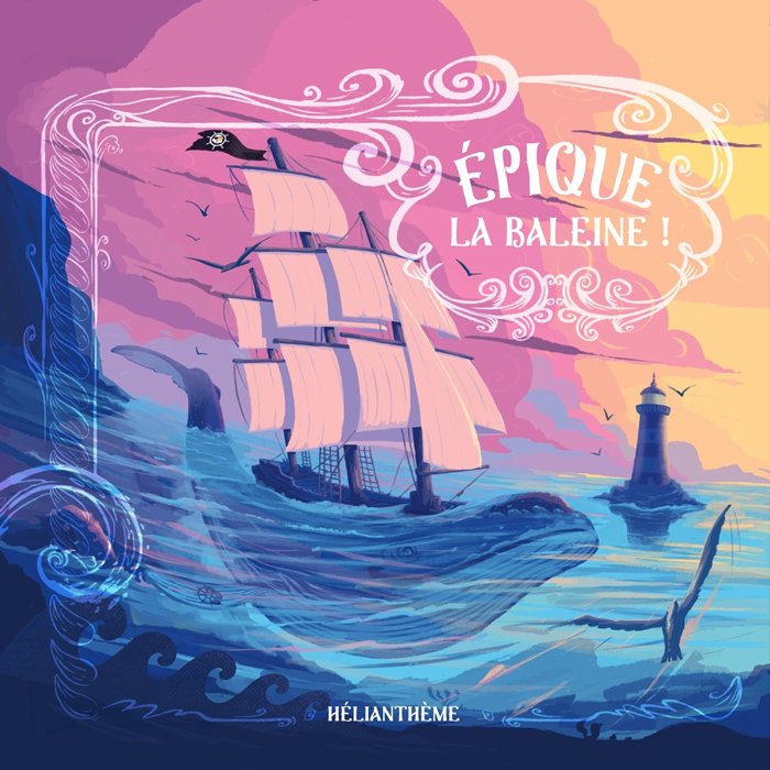 Cover of Hélianthème's album. An illustration of a sail ship right above a giant whale