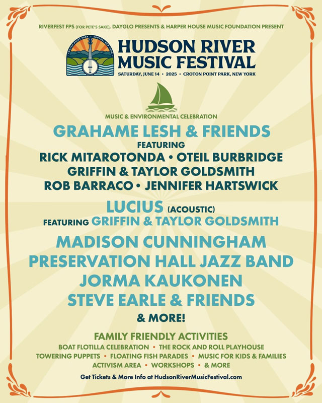 Hudson River Music Festival 2025 poster with lineup.