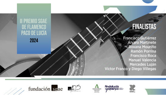 II Premio SGAE de Flamenco Paco de Lucía poster. It shows a partial view of a flamenco guitar.
