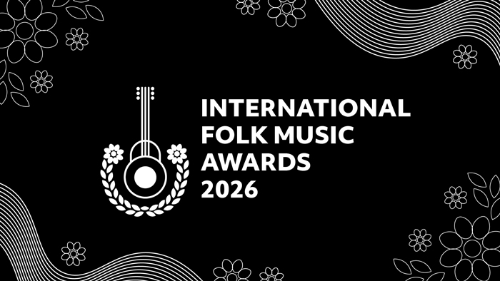 International Folk Music Awards 2026 banner, black and white