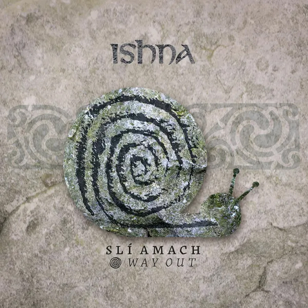 Ishna - Slí Amach cover artwork. a Celtic snail illustration with a spiral in the shell.