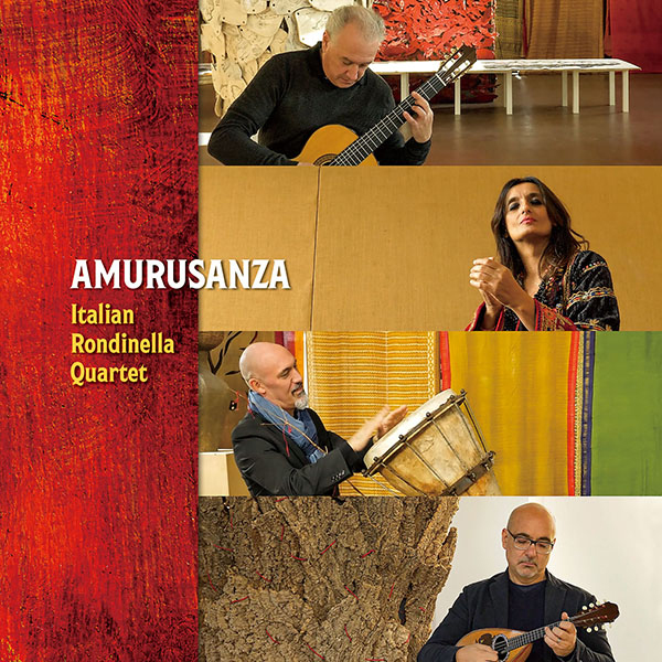 Italian Rondinella Quartet - Amurusanza album artwork. a collage with photos of the four members of the band.