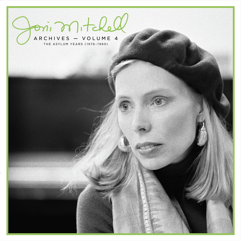 Joni Mitchell Archives, Vol. 4: The Asylum Years cover artwork. A black and white photo of Joni Mitchell wearing a beret.