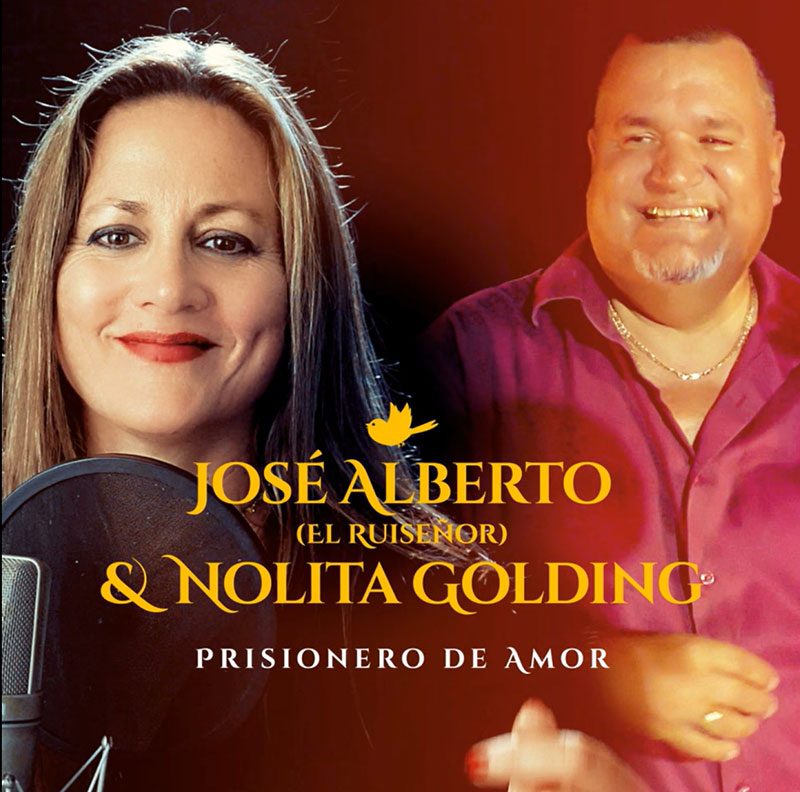 José Alberto "El Ruiseñor" Prisionero de Amor cover artwork. A photo of José Alberto "El Ruiseñor" and guest singer Nolita Golding.