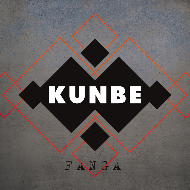 Kunbe - Fanga cover artwork. Black and orange geometric patterns.