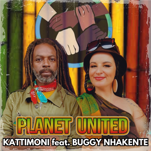 Kattimoni Planet United cover artwork. A photo of the two artists. A black man and a white woman.