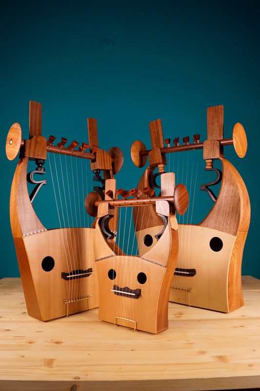 Three kitharas. Small wooden harps.