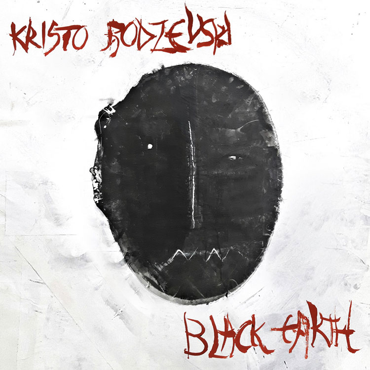 Kristo Rodzevski - Black Earth cover artwork. An illustration of ancient dark colored face.