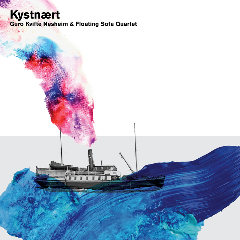 Guro Kvifte Nesheim & Floating Sofa Quartet - Kystnært cover artwork. An illustration of a steam ship in the sea.