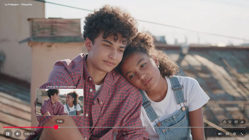 La Polanpro Chiquitita. An image from the video: a young boy and girl resting their heads on each other.