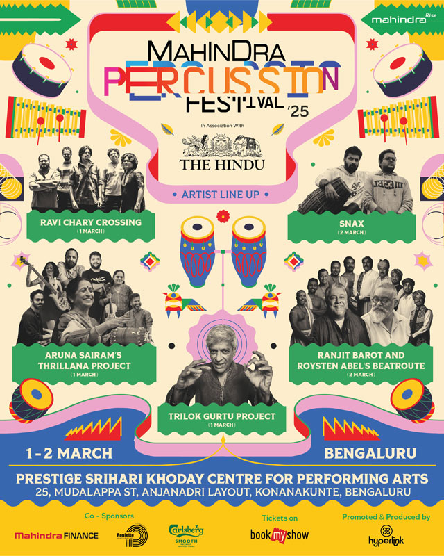 Mahindra Percussion Festival poster with lineup