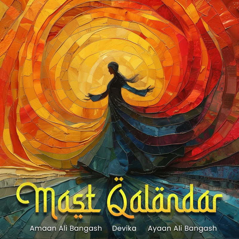 Mast Qalandar cover artwork. An illustration of a whirling dancer.