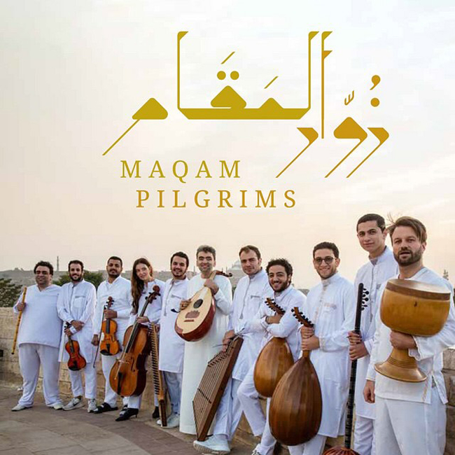 Mustafa Said & Asil Ensemble – Maqam Pilgrims cover artwork. A photo of the ensemble holding their musical instruments.