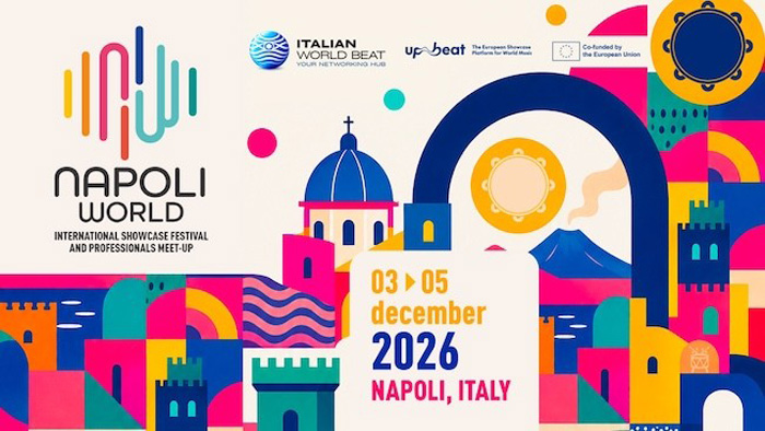 Napoli World 2026 banner. A colorful illustration of a cityscape.