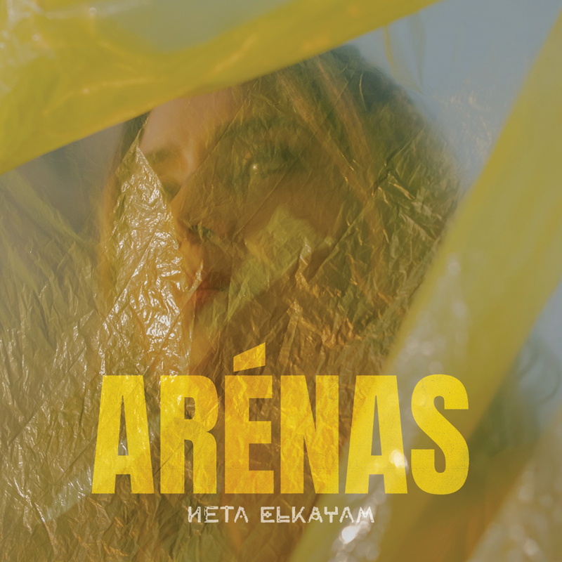 Neta Elkayam - Arenas cover artwork. A yello cover with Neta's face behind a transparent veil or cloth.