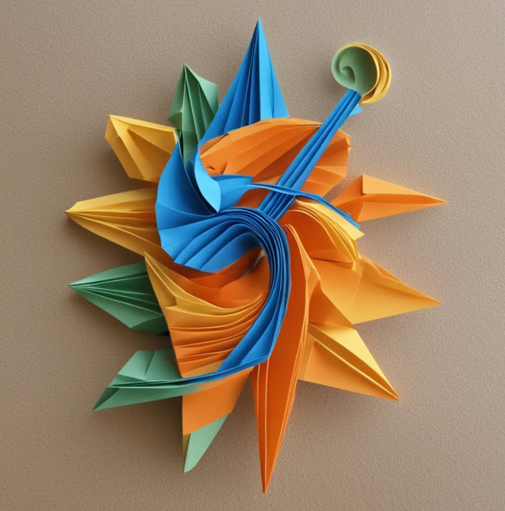 Patxi Pascual Los buenos días cover design. An origami design with a flower and humming bird.