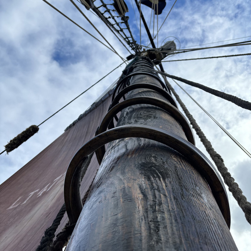Pippa Reid-Foster The Excelsior Suite cover artwork. A vertical photo of a sailing ship mast.
